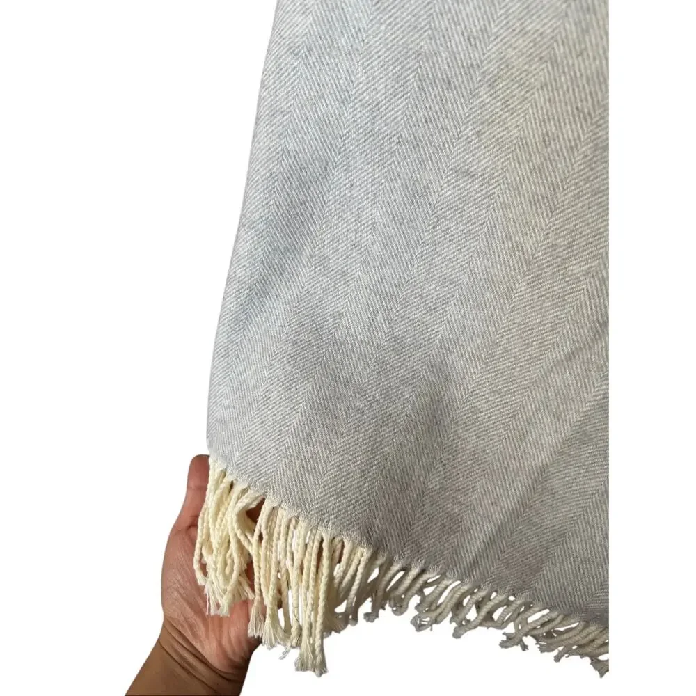 Lands Downunder Italian Herringbone Throw Blanket Gray Soft & Cozy 60x56 Inches